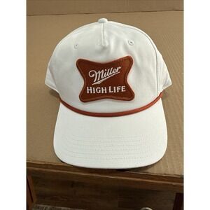 Miller High Life Trucker Rope Vintage Style Snapback Baseball Hat White New‎